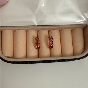 NEW 18K GOLD And red stones HOOP EARRINGS, 18k gold plated